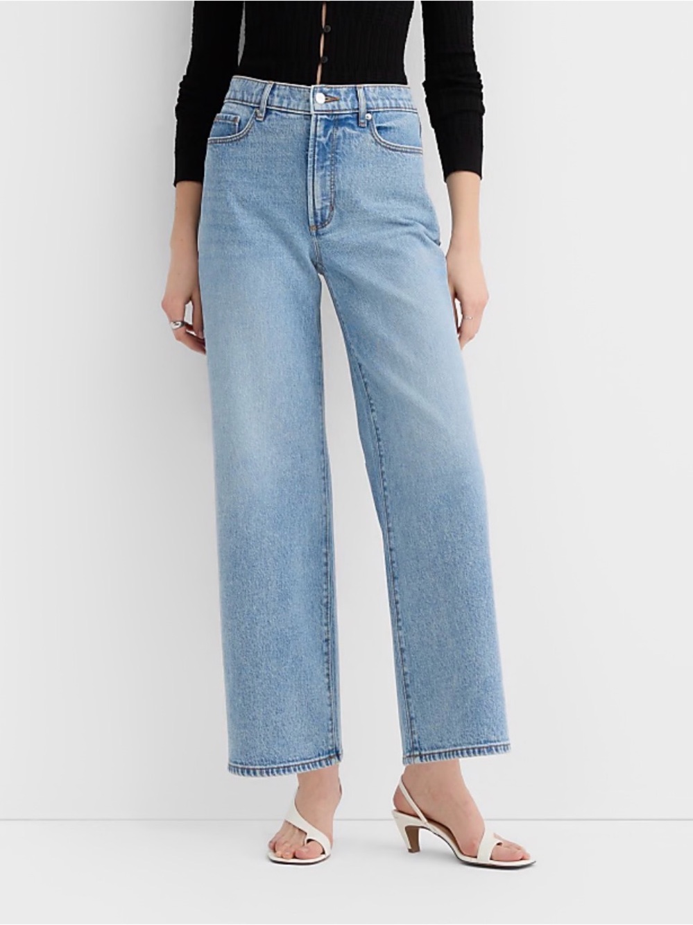 LOFT Rivete High-Rise Crop Wide Leg Jeans - Color Aura 26 Curvy